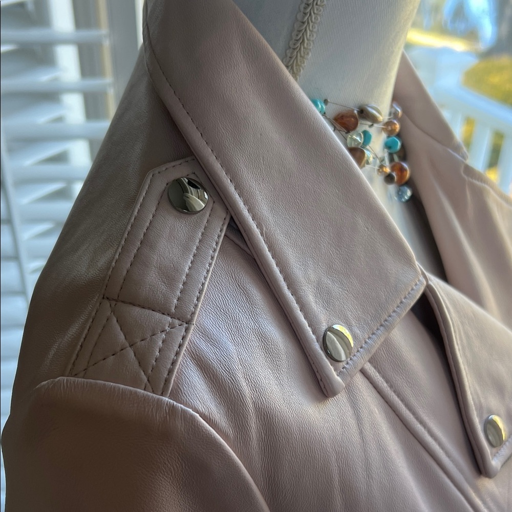 Neiman Marcus Soft Pink Leather Jacket - Picture 8 of 13
